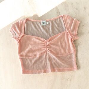 Princesses Polly pointelle Kimura cropped tee in Pink.. size 4